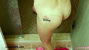 This radiant teen blonde starts with a relaxing shower on the sofa during her casting interview