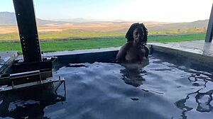 Ebony Secretary Fucks Boss In Hottub With Big Black Cock