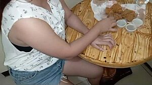 That beautiful Asian neighbor hints at some playful couple fun with a creampie finish.