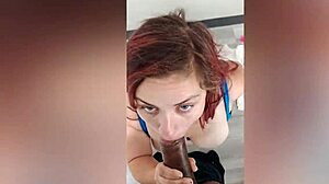 amateur blows huge black cock and gets facial cumshot with her big tits out in homemade video