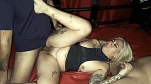 Blonde latina housewife in lingerie gets bent over for doggystyle banging. Creampie gangbang with squirting orgasm and cum on ass from five strangers.