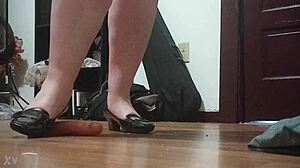 Crushing a Hard Cock with High Heels in Intense Foot Fetish Play. Yet the Shoes Stay On for More Teasing Action.