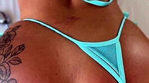 this freaky big ass brazilian girl with muscular body and huge tits rides in anal doggystyle on homemade video.