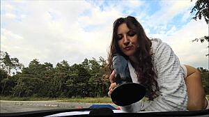 I Feel So Horny Riding Dildo To Orgasm On Car Hood Outdoors