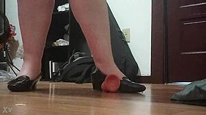 Crushing a Hard Cock with High Heels in Intense Foot Fetish Play. Yet the Shoes Stay On for More Teasing Action.