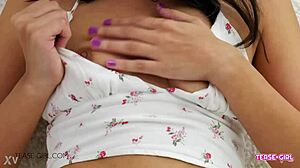 Brunette Teen 18+ Shows Perfect Body And Gets Super Horny On Sofa