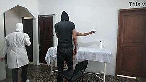 hey, this perverted doctor is fucking his female patient while her husband waits outside the office