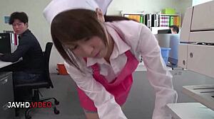 asian office lady chihiro akino delivers hardcore blowjob for creampie satisfaction in the workplace