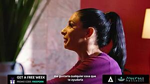 Whoa, this Nuru massage turns into a hot threesome with the MILF boss and her sexy intern, all oiled up!