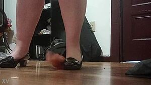 Crushing a Hard Cock with High Heels in Intense Foot Fetish Play. Yet the Shoes Stay On for More Teasing Action.