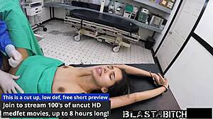 Stepsister Aria Nicole in Nurse Outfit Gives Patient POV Treatment with Gloves and Spreading in Hospital Backstage