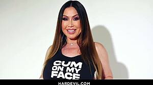 Milf Kianna Dior deepthroats multiple big cocks. She gets face fucked before massive facial cumshot in blowbang.