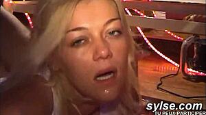 two blonde french teens experiment with outdoor lesbian orgy