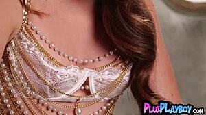 I mean, this stunnin' brunette milf Bella Donna does her passion posin' session for Playboy, ya know, with lingerie and all that striptease vibe.