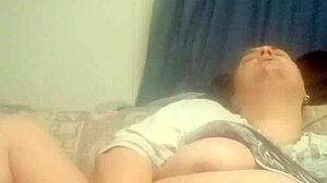 Intriguing Me masterbating with fingering and kissing in maledom strapon tribbing session