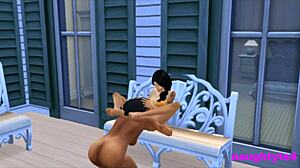 Cheating Neighbor Rides Massive Futa Cock On Balcony In Lesbian Encounter With Big Tits.