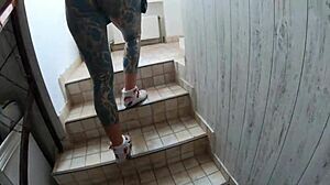 Tight Leggings Cameltoe Deep Blowjob and Triple Cumshot Fuck with Curvy European Milf in Doggystyle