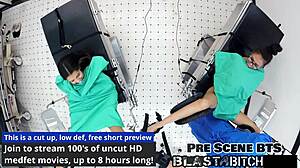 Stepsister Aria Nicole in Nurse Outfit Gives Patient POV Treatment with Gloves and Spreading in Hospital Backstage