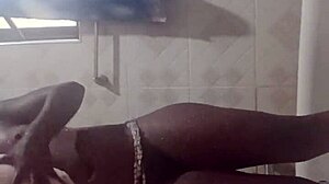 crazy bitch plays with dildos in shower but craves monster cocks for anal assfucking