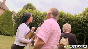 two luscious women get pounded by big cock in bedroom anal assfucking with blowjob group action