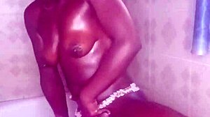 crazy bitch plays with dildos in shower but craves monster cocks for anal assfucking