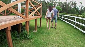 Wow, pounding that 18-year-old Japanese girl's tight holes in fishnets and heels!