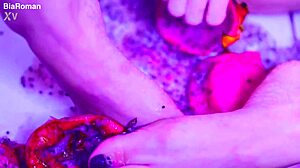 Bare Toes From Juicy Latina Redhead Goddess Crush Fruit In Close Up Wet Femdom Fetish