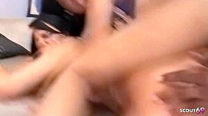 These two dark skin ebony bitches with big natural saggy tits are talking about their first BBC FFM threesome sex by black monster cock