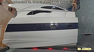 Brazilian Latina with big tits deepthroats huge interracial cock and rides cowgirl anal on yacht without condom