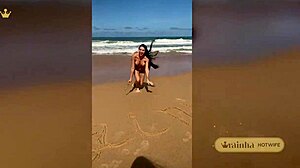 Rainha Hotwife Tests Liquid Gel Vibrator Naked on Nudist Beach in Brazil
