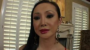Asian Milf Babysitter with Big Tits and Shaved Pussy Gets Cumshot Facial from Boobs Screw at Work