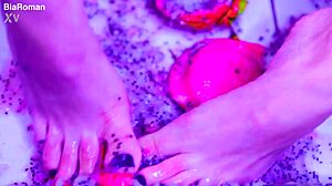 Bare Toes From Juicy Latina Redhead Goddess Crush Fruit In Close Up Wet Femdom Fetish