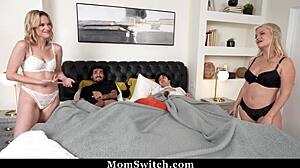 Slimthick Vic and Lindsey Lakes Spending Their Night Together with Stepsons in 4some Doggystyle Missionary Orgy