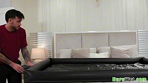 TEEN EBONY Gives Her Boyfriend a NURU MASSAGE and More