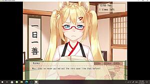 Teen rides cowgirl in anime hentai dating game with big tits foxgirl Konko.