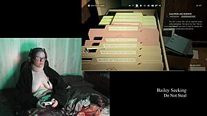 brunette bbw with glasses and big natural tits plays naked through alan wake 2 part 13