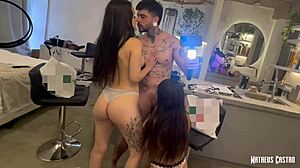 a nova amiga do trabalho da minha namorada veio jantar em casa - hey, let's make this menage with teh angel & stellar bluue even hotter