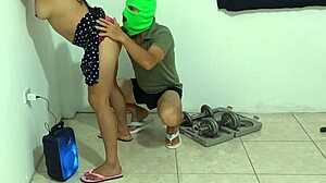 rough domination unfolds as he bends over and fucks his stepmom during her gym visit