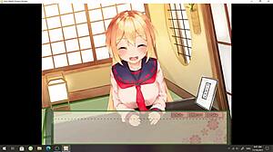 Teen rides cowgirl in anime hentai dating game with big tits foxgirl Konko.