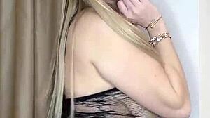 milf with big natural tits in transparent clothes caresses herself