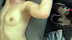 Skinny young 18+ streetwalker gets fucked behind a pick-up truck! Gets on her knees & takes a load in her mouth!