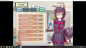 Teen rides cowgirl in anime hentai dating game with big tits foxgirl Konko.