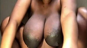 Overwhelmed with Desire, the Pregnant Ebony Babe Rides Her Wet Pussy on a Huge Dildo in Lingerie, Feeling Every Inch as Her Big Tits Bounce in Homemade Solo Play