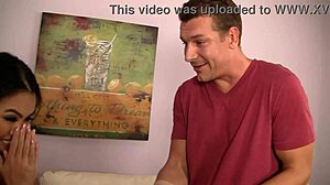 Is Brunette in Glasses Dava Foxx Teasing with Blowjob Handjob and Cumshot Facial in Lingerie?