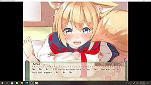 Teen rides cowgirl in anime hentai dating game with big tits foxgirl Konko.