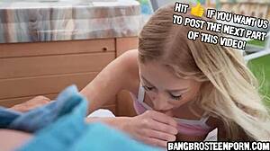 That slutty blonde step daughter says she wants it hard in doggystyle from daddy