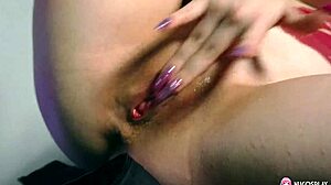 horny slutty doll rebecca nikson teases in cosplay before fingering her shaved wet pussy to orgasm