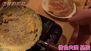 Emotional wife shares intimate kitchen moments in warm couple video