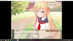 Teen rides cowgirl in anime hentai dating game with big tits foxgirl Konko.