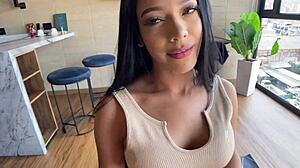 Busty brunette model pounded rough in POV!